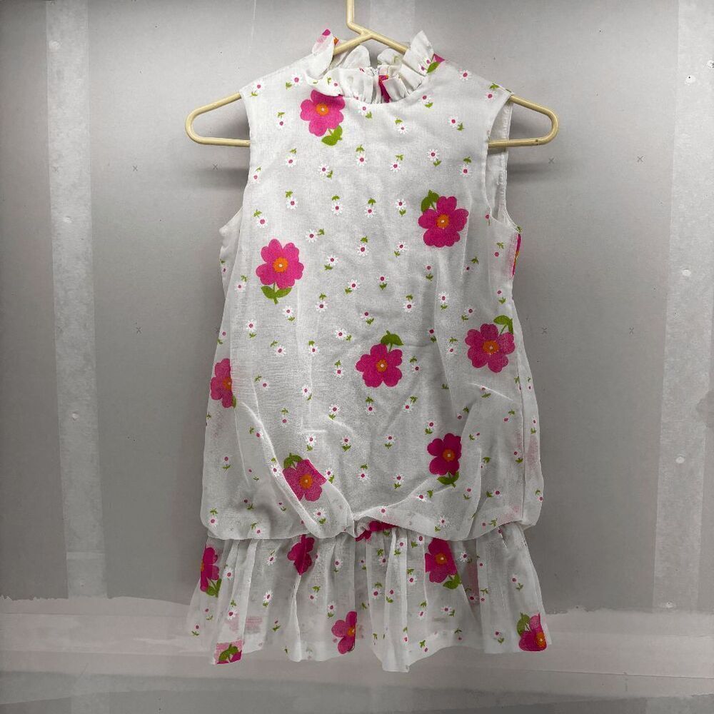 Vintage Sunny Lee Gunny Sack Floral Girls Party Dress 8/9 1960s‎